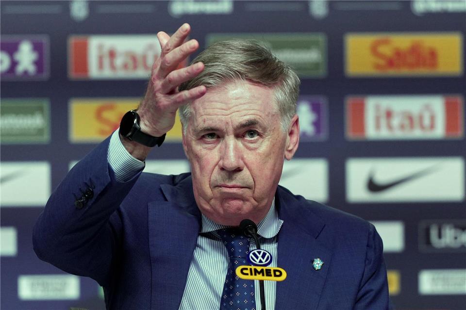  Brasiliens Carlo Ancelotti nominierte Neymar nicht für die kommenden WM-Testspiele.Silvia Izquierdo/AP/dpa