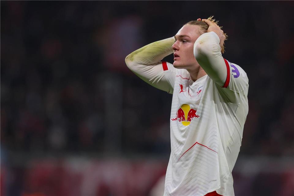  Conrad Harder (RB Leipzig) reagiert enttäuscht nach dem 1:3.Jan Woitas/dpa