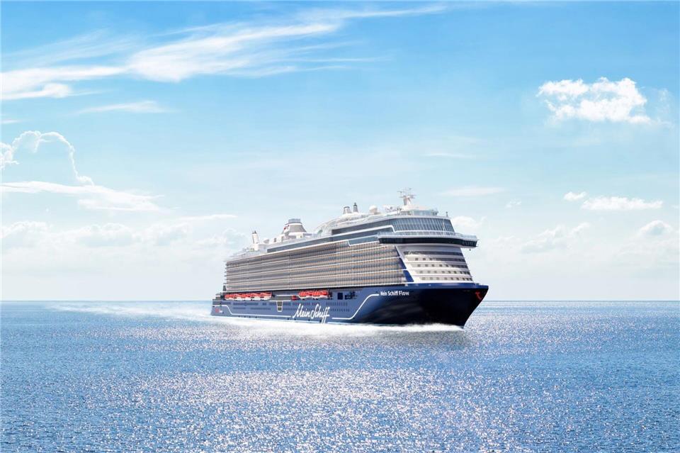 Wasserparks und Wasserstoff: Sechs Schiffs-Premieren 2026   Die „Mein Schiff Flow“ soll im Juli 2026 von Palma de Mallorca zu ersten Fahrten ablegen.TUI Cruises/dpa-tmn