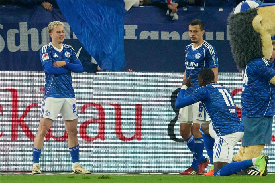 Finn Porath (l.) jubelt über sein Tor für Schalke. (Archivbild)Bernd Thissen/dpa