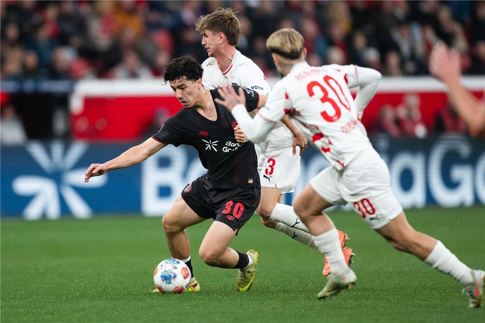  Ibrahim Maza traf zu seinem ersten Doppelpack für die Werkself. Marius Becker/dpa