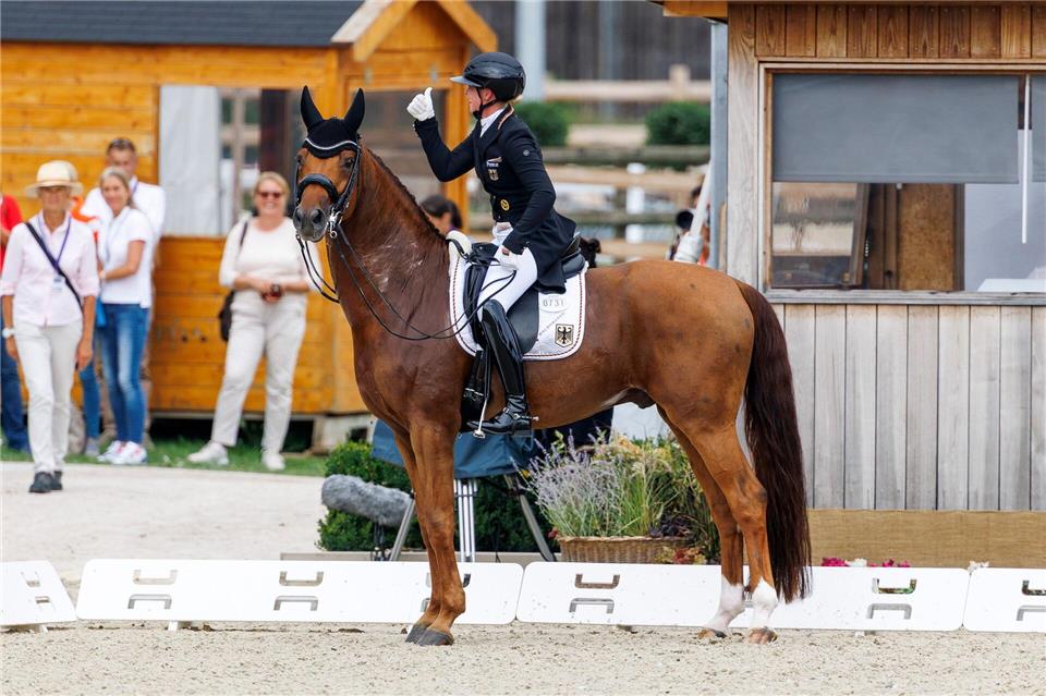 Dressur-EM: Gold für das deutsche Team Katharina Hemmer überzeugte bei ihrem ersten EM-Ritt.Stefan Lafrentz/Sportfotos Lafrentz/dpa