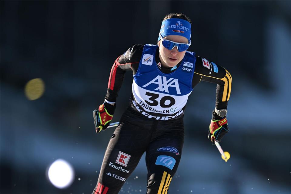 Katharina Hennig Dotzler belegte in Goms einen starken fünften Platz über 20 Kilometer mit Massenstart.Hendrik Schmidt/dpa