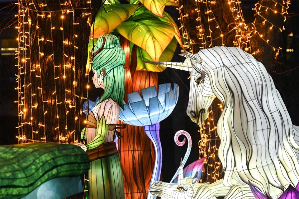  Leuchtende mystische Wesen waren seit Mitte Dezember in Halle zu sehen. Heiko Rebsch/dpa