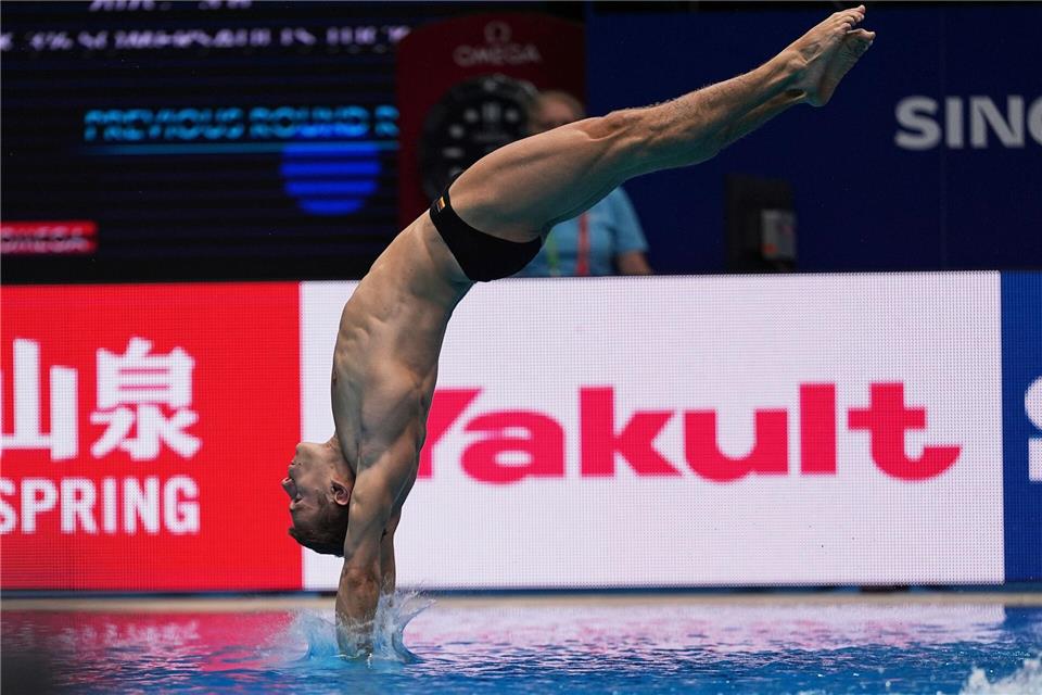  Moritz Wesemann aus Deutschland holte bei der EM wieder Gold vom 1-Meter-Brett. (Archivbild)Ng Han Guan/AP/dpa