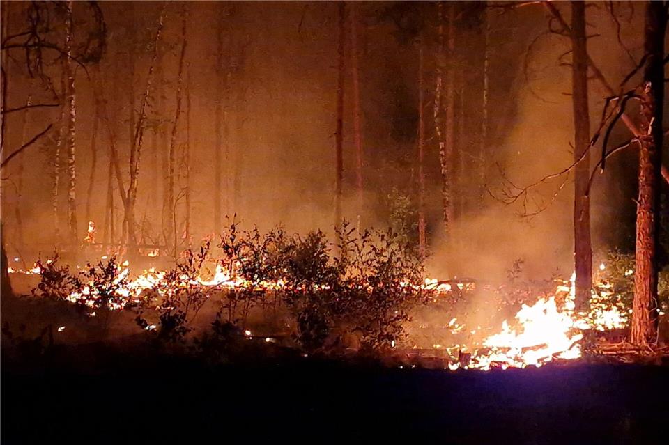 2023 war ein ausgedehnter Waldbrand nahe Jüterbog ausgebrochen. Auch in diesem Jahr hat es auf dem früheren Truppenübungsgelände in der Region bereits mehrmals gebrannt. (Archivbild)Cevin Dettlaff/dpa
