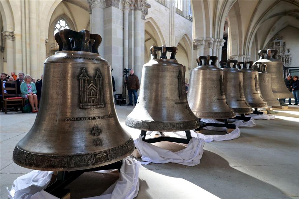 2023 waren im Magdeburger Dom fünf neu gegossene Glocken für das Domgeläut eingeweiht worden. (Archivbild)Peter Gercke/dpa-Zentralbild/dpa