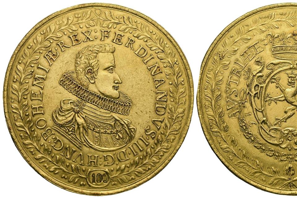 346 Gramm Gold: Eine Münze, die 1629 als Geschenk für einen hohen Würdenträger geprägt wurde.-/Numismatica Ars Classica/dpa