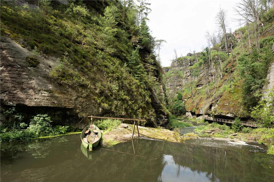 Ab Samstag ist die in der Böhmischen Schweiz gelegene Edmundsklamm wieder für Besucher zugänglich.Sebastian Kahnert/dpa