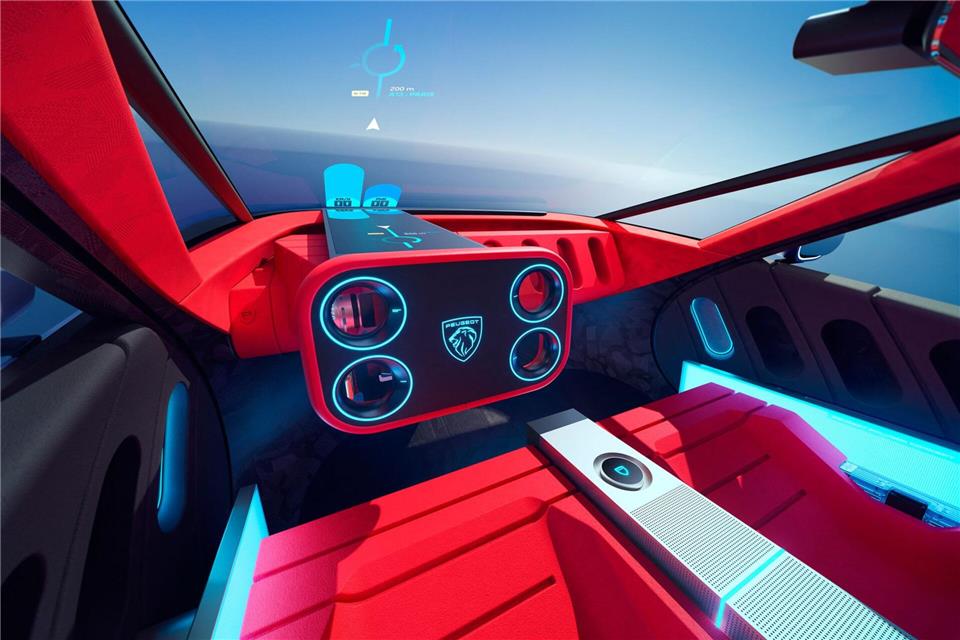 Abgefahrenes Cockpit: Die Designer von Peugeot lassen beim Polygon ihrer Fantasie freien Lauf.Peugeot/dpa-tmn