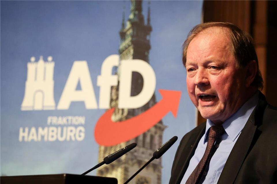 AfD-Fraktionschef Dirk Nockemann fordert den Rücktritt von Bürgermeister Peter Tschentscher. (Archivbild)Christian Charisius/dpa