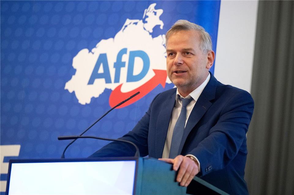 AfD-Mann Leif-Erik Holm will Mecklenburg-Vorpommerns SPD-Ministerpräsidentin Manuela Schwesig bei der kommenden Landtagswahl Direktmandat und Staatskanzlei abnehmen. (Archivbild)Philip Dulian/dpa