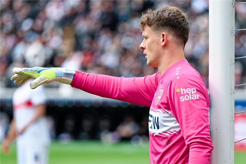 Alexander Nübel in Aktion für den VfB Stuttgart am letzten Spieltag in Frankfurt. Uwe Anspach/dpa