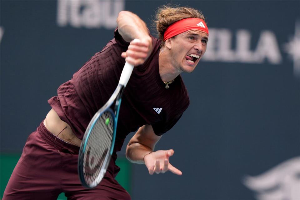 Alexander Zverev hat in Miami auch sein zweites Spiel gewonnen.Lynne Sladky/AP/dpa