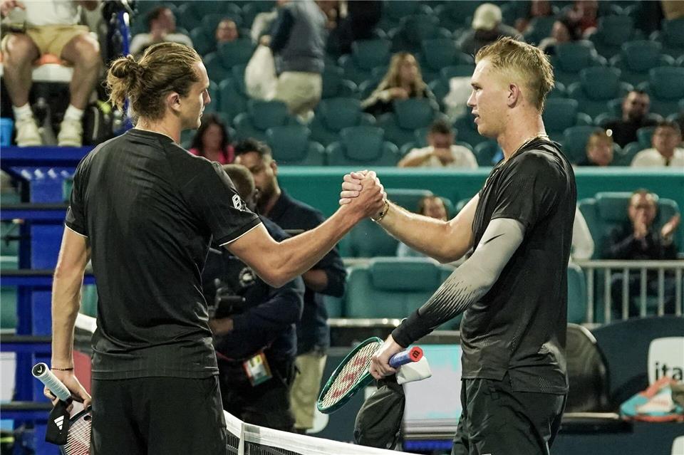 Alexander Zverev hatte bei seinem Auftaktsieg in Miami keine Probleme mit Gegner Martin Damm.Debby Wong/ZUMA Press Wire/dpa