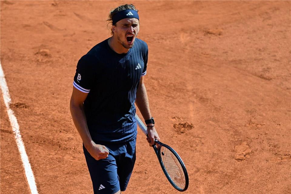 Alexander Zverev jubeln nach einem Punktgewinn.Emma Da Silva/AP/dpa
