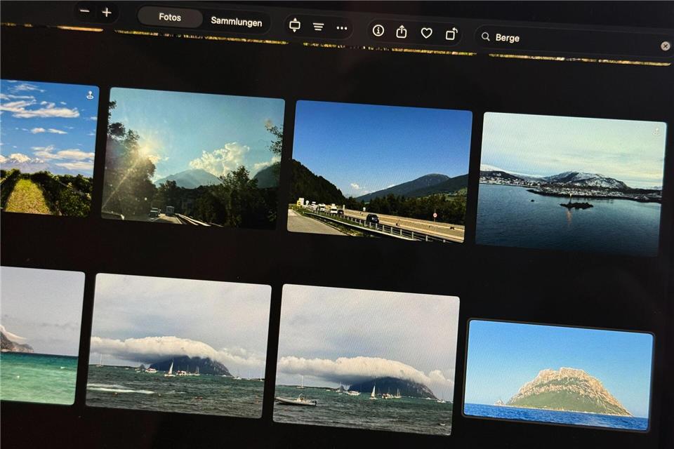 Foto-App am Mac: Vier Tipps für gut sortierte Bilder Alle Berge anzeigen? Einfach „Berge“ ins Suchfeld schreiben. Die Fotos-App findet dann schon die meisten Bilder mit Bergen drauf und man kann mit Verschlagwortung oder Titeln beginnen. Till Simon Nagel/dpa-tmn