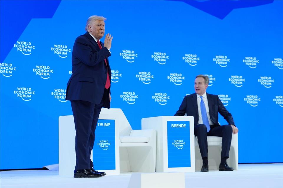Als WEF-Chef begrüßte der 60-jährige Brende wichtige Redner wie US-Präsident Donald Trump. (Archivbild)Evan Vucci/AP/dpa