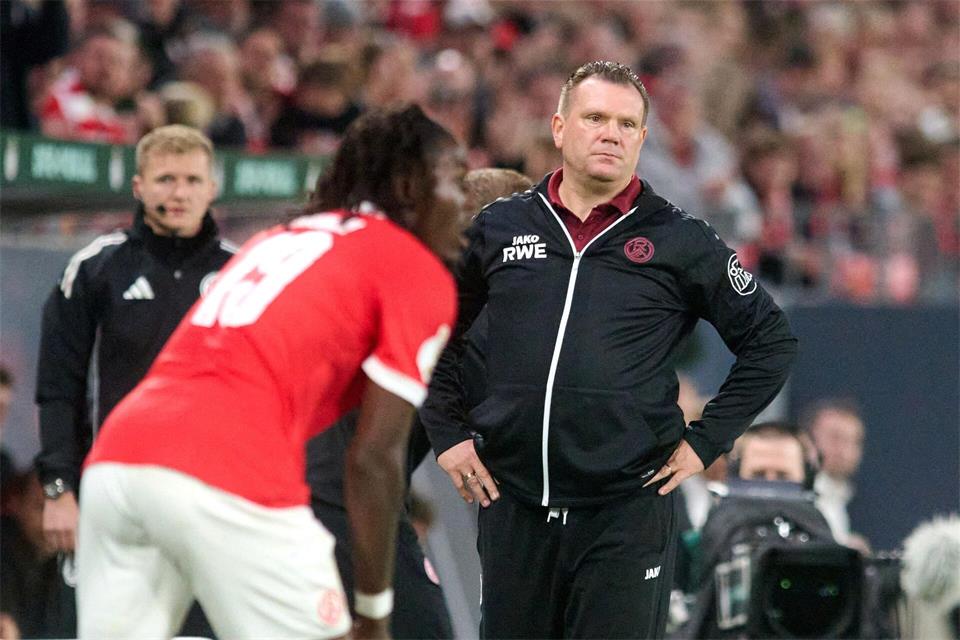 Am Ende reichte es für RWE und Uwe Koschinat gegen RB Leipzig nicht zur Pokalsensation. Bernd Thissen/dpa