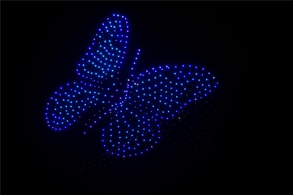 Am Himmel über München leuchtete zum Beispiel ein großer Schmetterling.Sven Hoppe/dpa