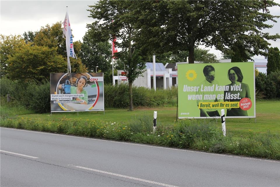 Am Kreisverkehr Borkener Straße/Dorstener Straße stehen diese beiden Plakatwände.