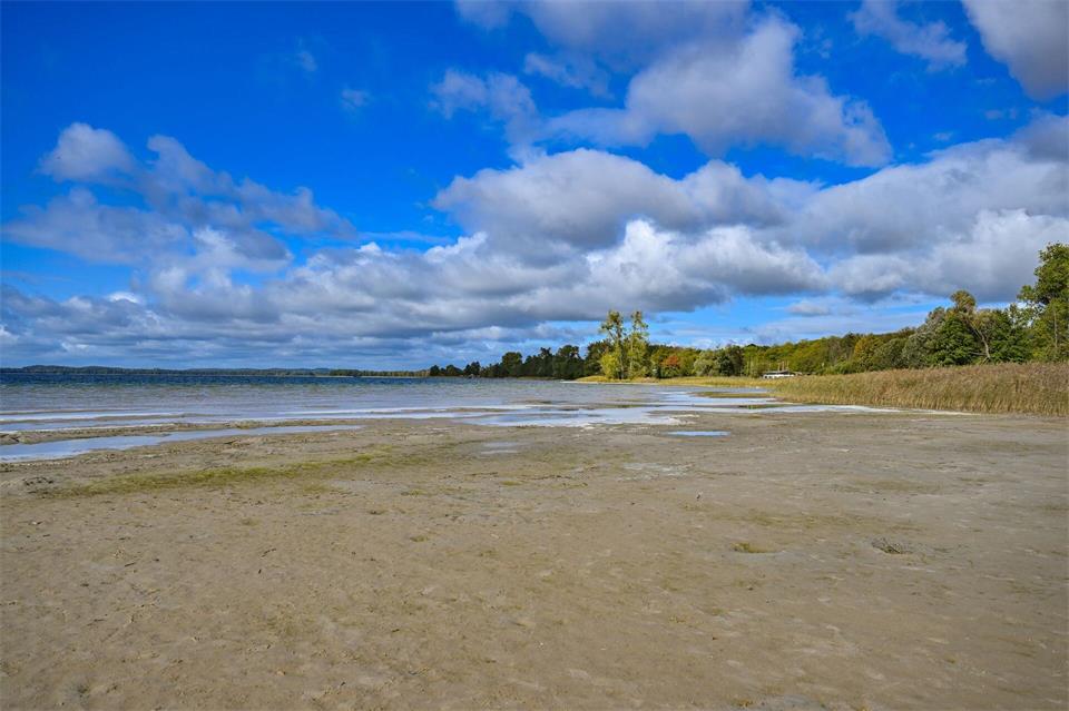 Am Parsteiner See hat sich ein breiter Sandstrand gebildet. (Archivbild)Patrick Pleul/dpa