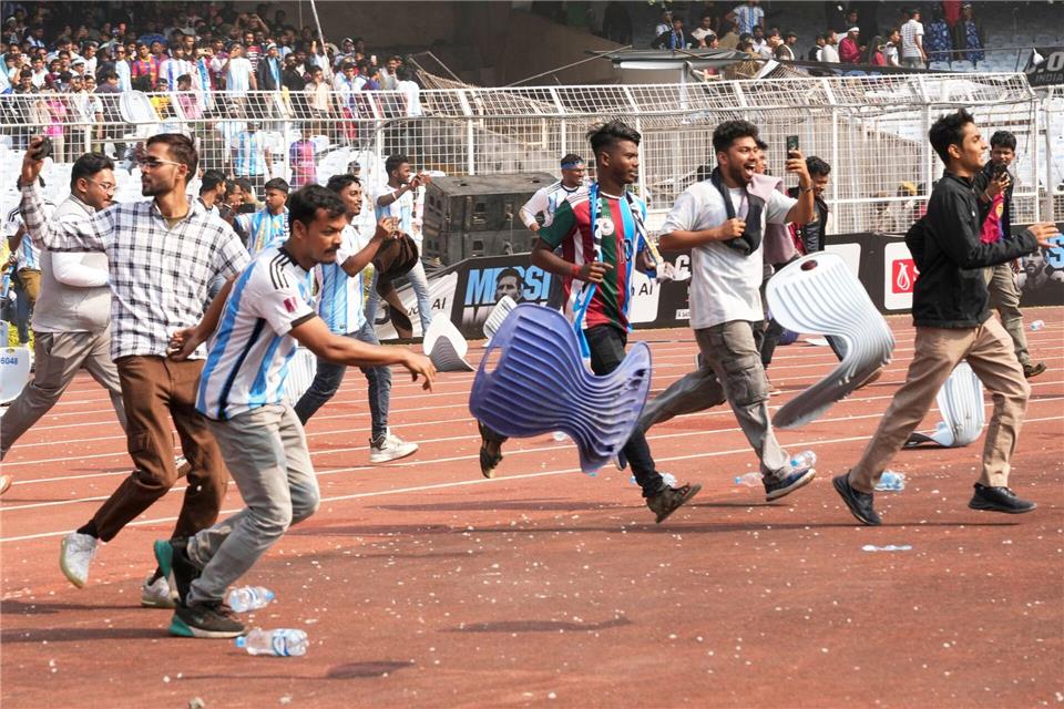 Am Rande der Tour von Lionel Messi in Indien gab es Ausschreitungen.Bikas Das/AP/dpa