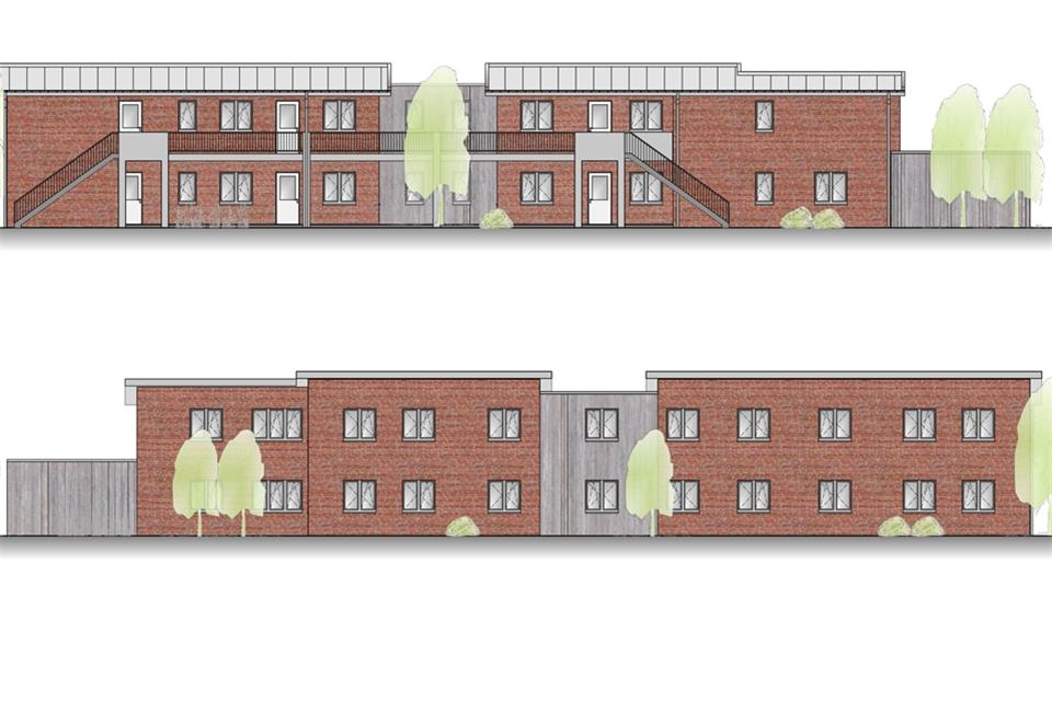 An der Dorstener Straße soll dieses Gebäude mit vier Wohnungen für Geflüchtete entstehen.