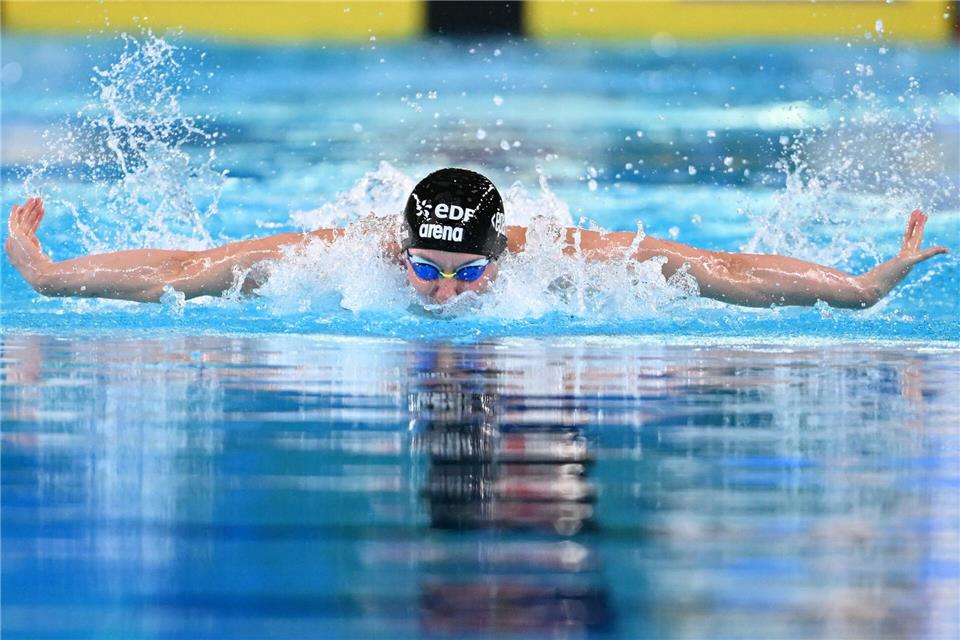 Angelina Köhler gewann Silber über 100 Meter Schmetterling.Emma Da Silva/AP/dpa