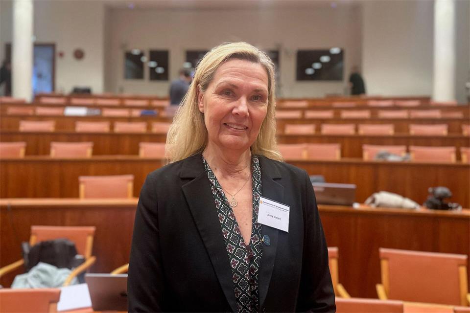Anna Wedell bei der Preisbekanntgabe in Stockholm.Steffen Trumpf/dpa