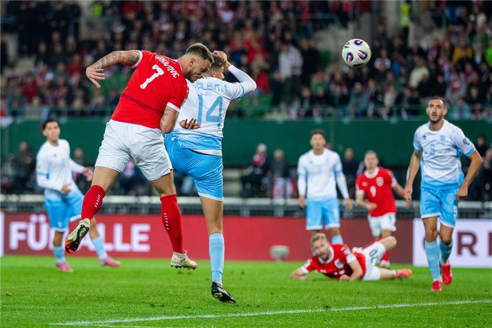 Arnautovic erzielte gleich vier Tore beim 10:0 der Österreicher gegen San Marino.Georg Hochmuth/APA/dpa