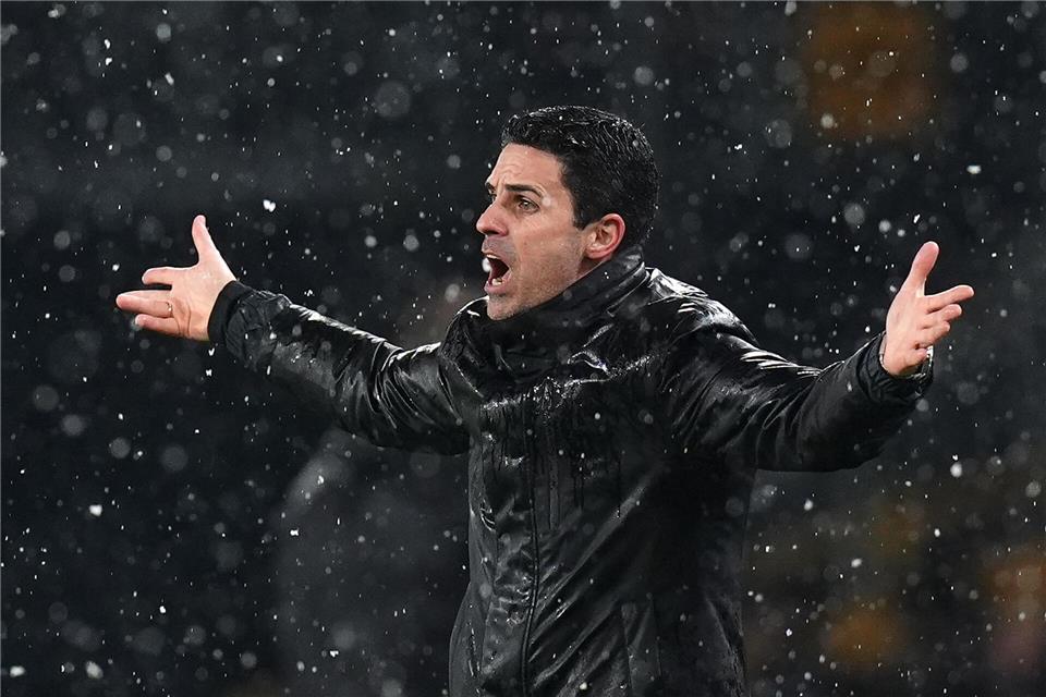 Arsenals Trainer Mikel Arteta kam mit seinem Team nicht über ein 2:2 beim Schlusslicht Wolverhampton Wanderers hinaus.Jacob King/PA Wire/dpa