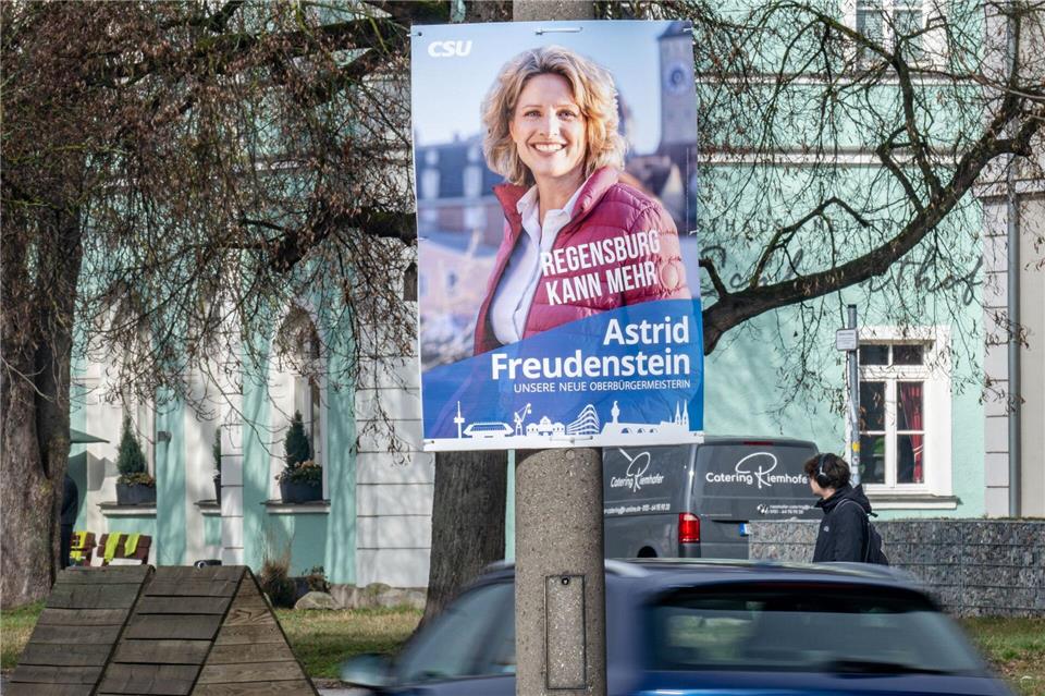 Astrid Freudenstein, CSU-Kandidatin für das Oberbürgermeisteramt in Regensburg, kam nach vorläufigem Ergebnis auf 37,4 Prozent der Stimmen. (Archivbild)Armin Weigel/dpa