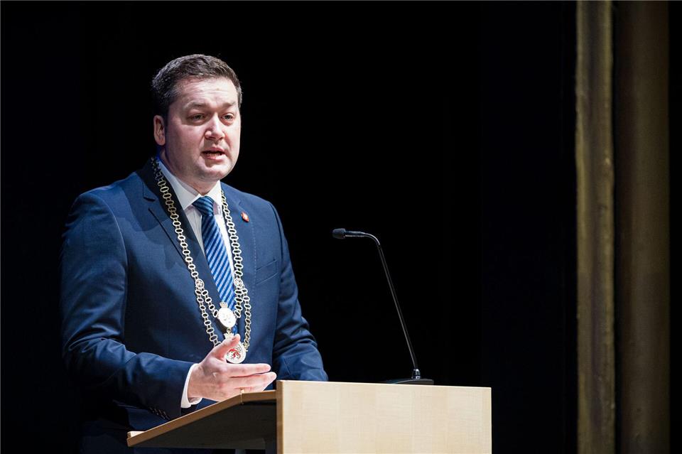 Auch Braunschweigs Oberbürgermeister Thorsten Kornblum (SPD) ergriff das Wort.Moritz Frankenberg/dpa