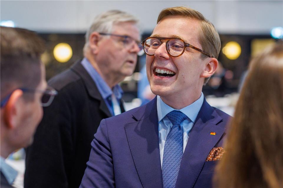 Auch Philipp Amthor, Parlamentarischer Staatssekretär im Bundes-Digitalministerium, kam zum Landesparteitag der CDU Mecklenburg-Vorpommern.Jens Büttner/dpa