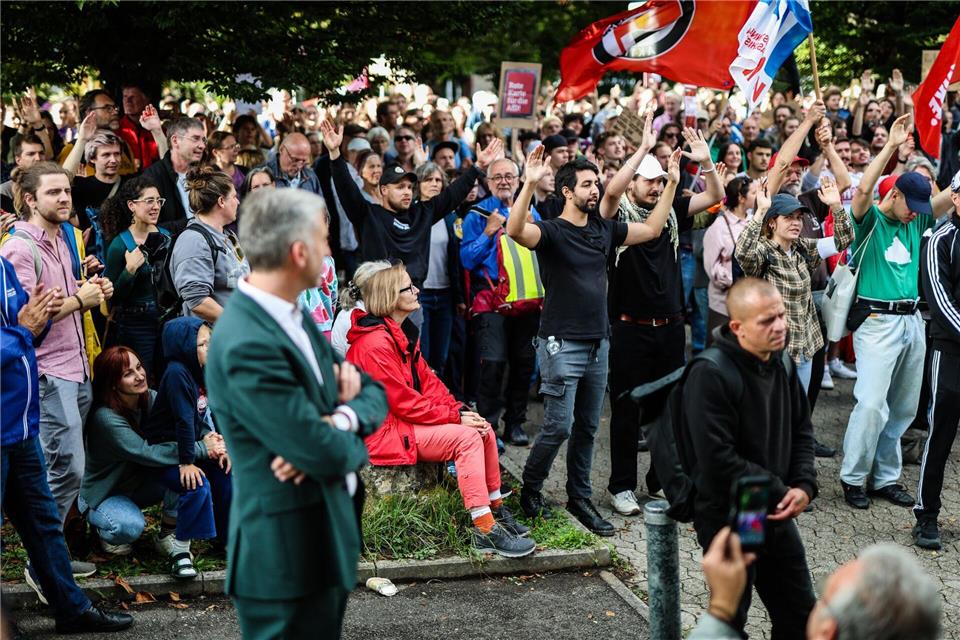 Auch Tübingens OB Boris Palmer war bei der Demonstration dabei.Christoph Schmidt/dpa