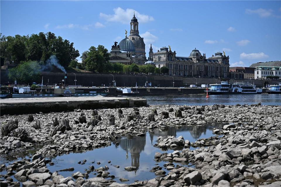 Auch am Elbpegel in Dresden herrscht Niedrigwasser. (Archivbild)Katharina Kausche/dpa