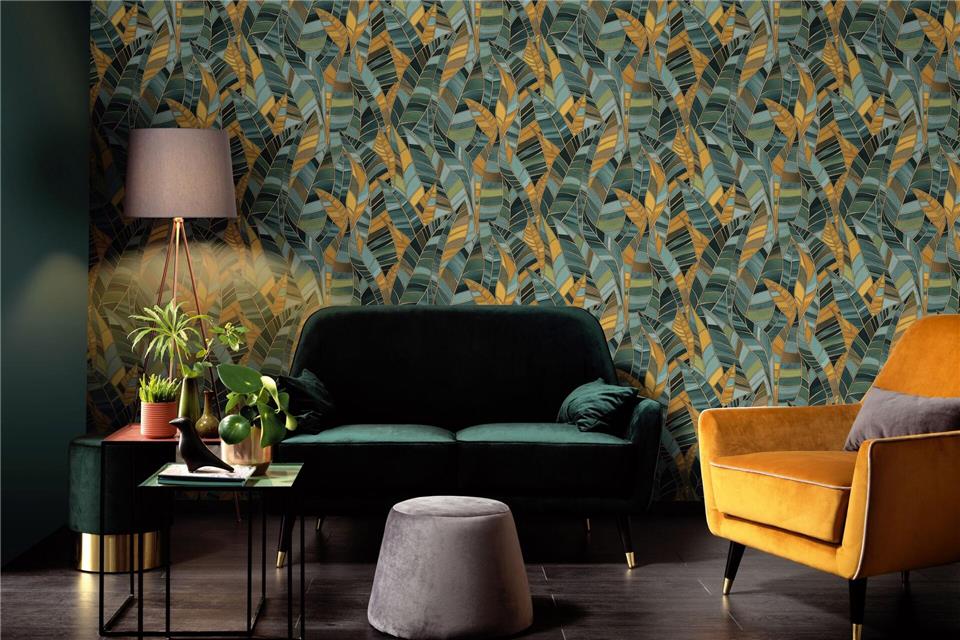 Auch an der Wand angesagt: die Farbe Orange - gerne zu verschiedenen Grüntönen. Hier ein buntes Beispiel mit Tapete von Erismann. Erismann/DTI/dpa-tmn