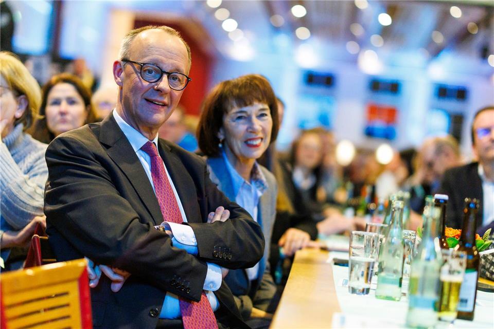 Auch beim Wahlkampfabschluss der CDU in NRW ist Charlotte Merz anwesend (Archivbild) Christoph Reichwein/dpa