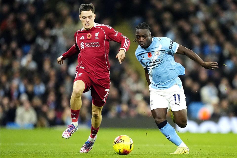 Auch gegen Manchester City lief es für Wirtz (l) nicht nach Wunsch. Nick Potts/PA Wire/dpa