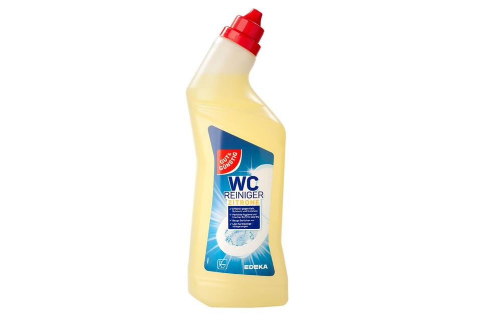 WC-Reiniger: Günstig ist „gut“ gegen Schmutz und Beläge Auch unter den Top 3: Der „Gut & Günstig WC Reiniger Zitrone“ von Edeka (Note 1,9).Stiftung Warentest/dpa-tmn