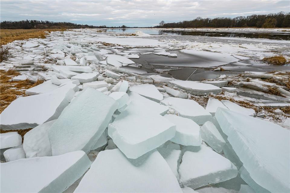 Auf dem deutsch-polnischen Grenzflusses Oder bildeten sich mächtige Eisschollen. (Archivbild)Patrick Pleul/dpa