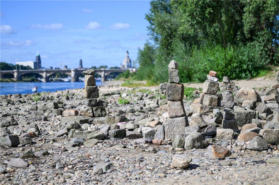 Auf der Elbe in Dresden sind wegen des niedrigen Wasserstandes nur Ausflugsschiffe unterwegs. (Archivbild)Robert Michael/dpa