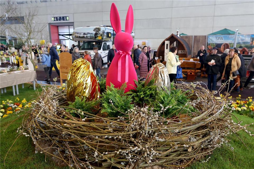 Auf der Ostseemesse ist der Osterhase schon da. Bernd Wüstneck/dpa