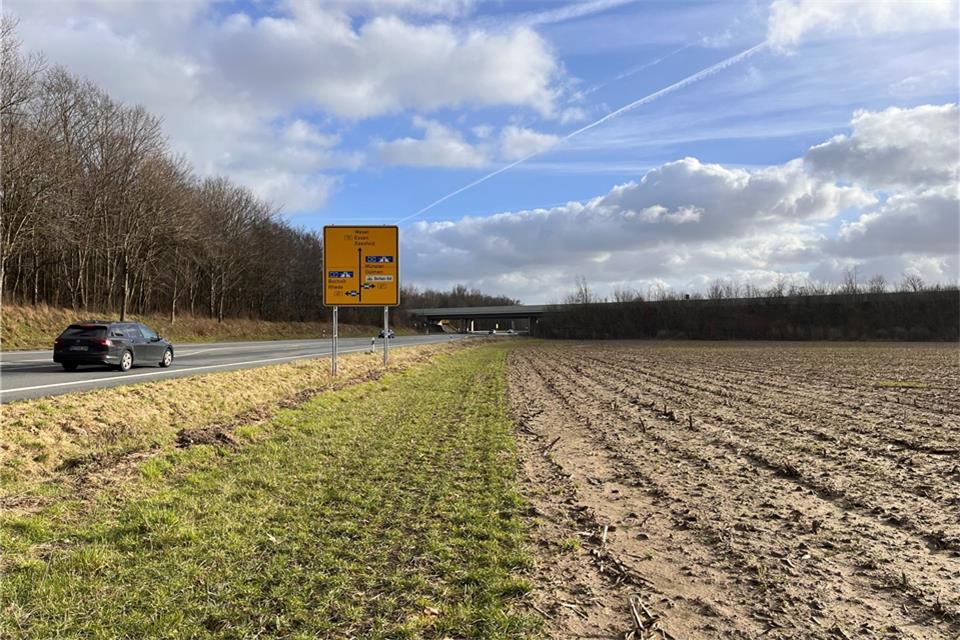 Auf einem Teil einer dreieckigen, insgesamt neun Hektar großen Fläche zwischen B 67 und B70, könnte ein Baumarkt platziert werden. Bislang wird die Fläche als Acker genutzt.