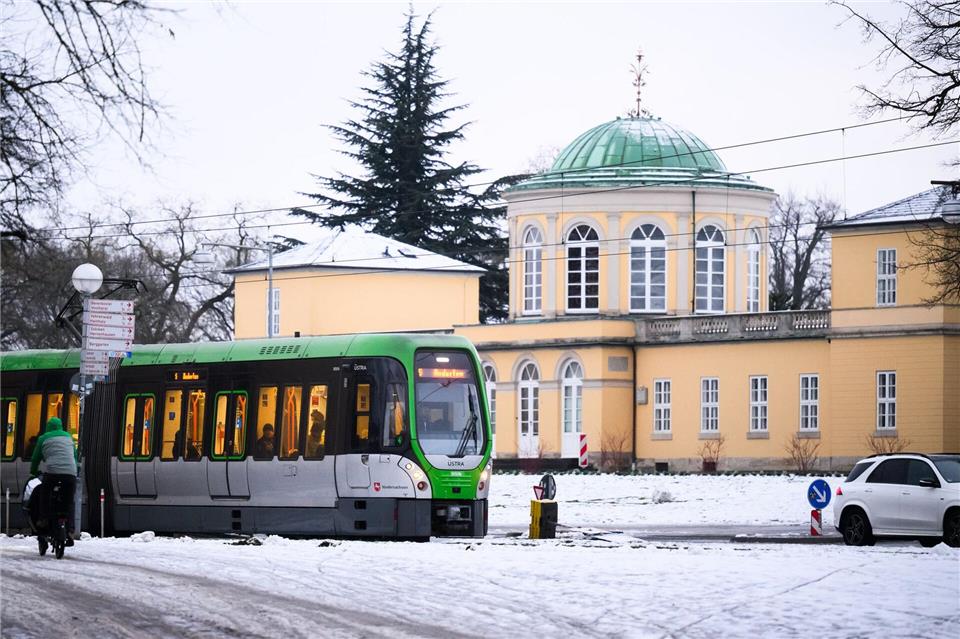 Aufgrund der Schneemengen ist es für die Besucher im Großen Garten und im Berggarten zu gefährlich. (Archivbild)Julian Stratenschulte/dpa