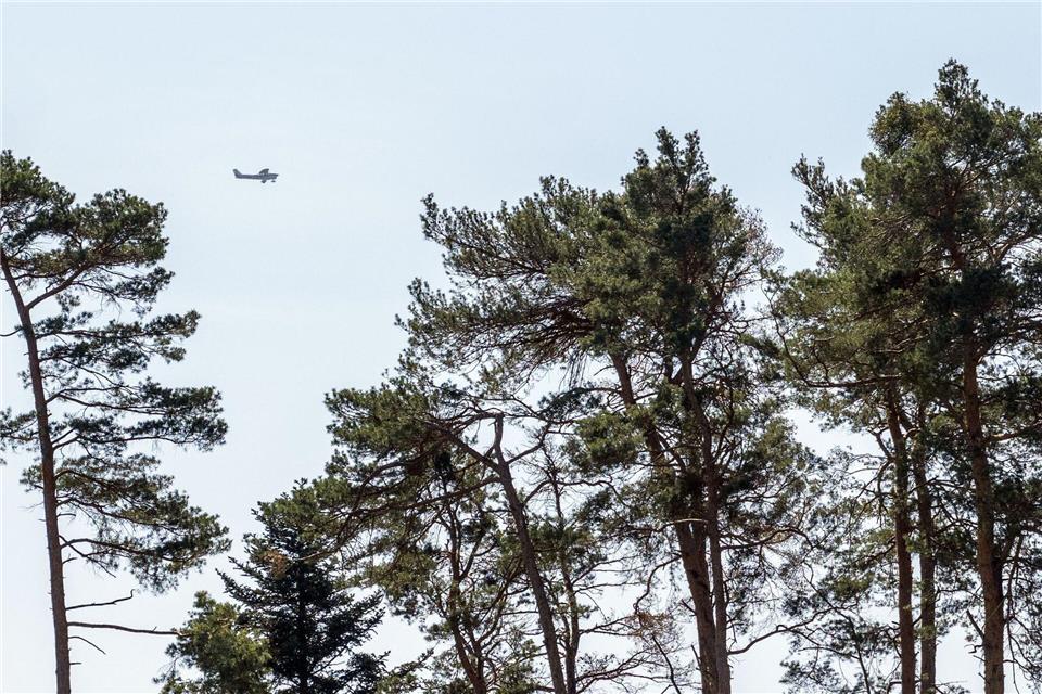Aufgrund erhöhter Waldbrandgefahr plant die Niederbayerische Regierung in dieser Woche sechs Flüge zur Luftbeobachtung. (Symbolbild)Pia Bayer/dpa
