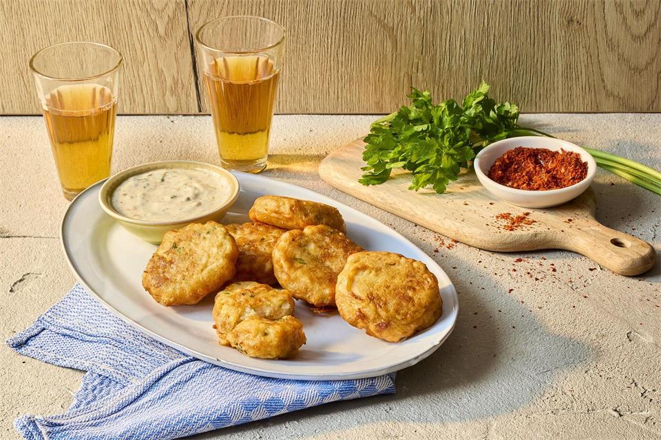 Außen knusprig, innen Kartoffel: Patates Köftesi – würzige Kartoffelbällchen, im Backteig gewendet und goldbraun ausgebacken.---/KMG/die-kartoffel.de/dpa-tmn