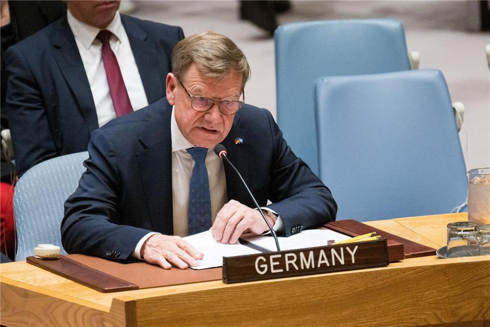 Außenminister Johann Wadephul (CDU) warnt in einer Sitzung des UN-Sicherheitsrats in New York vor einer weiteren Eskalation des Iran-Krieges.Sebastian Christoph Gollnow/dpa
