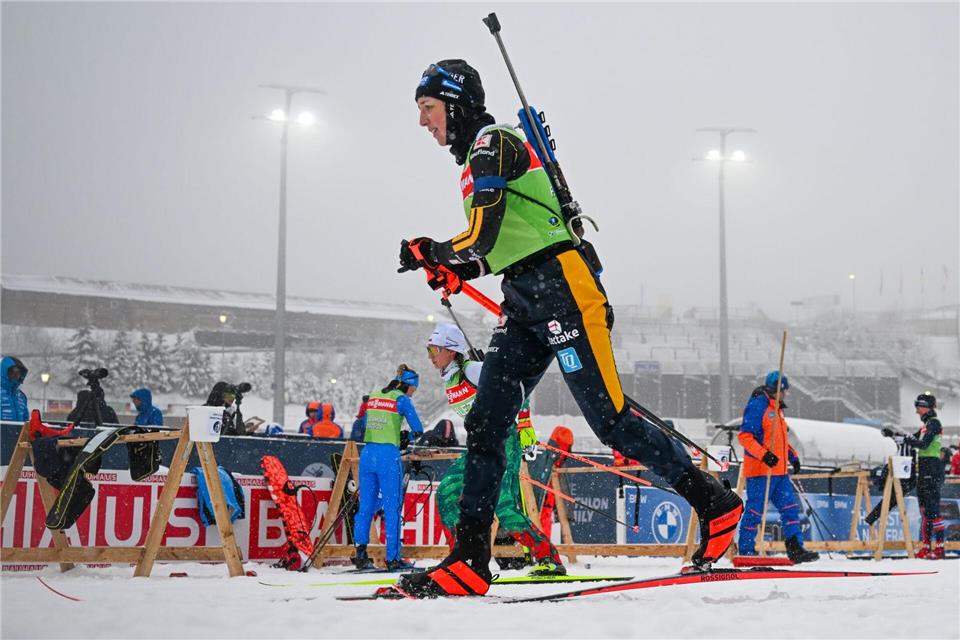 Außer Franziska Preuß verzichteten die anderen Deutschen auf das Schießtraining.Hendrik Schmidt/dpa